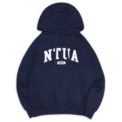 NTUA經典款刷毛落肩帽T_深藍