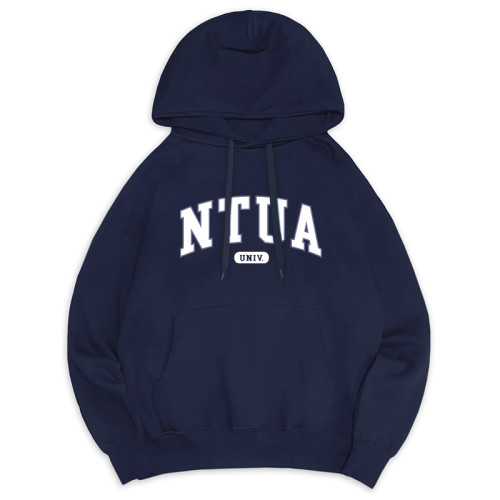 NTUA經典款刷毛落肩帽T_深藍