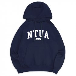 NTUA經典款刷毛落肩帽T_深藍