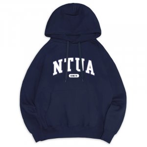 NTUA經典款刷毛落肩帽T_深藍