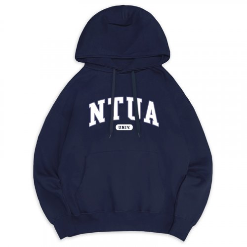 NTUA經典款刷毛落肩帽T_深藍