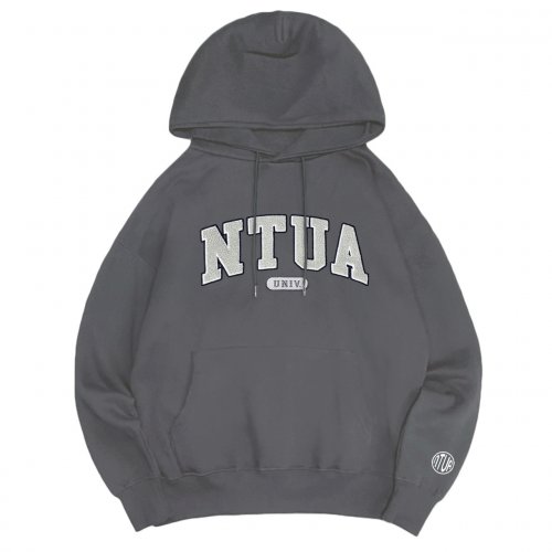 【新品登場！11/24陸續出貨】NTUA立體毛巾繡落肩帽T_摩卡灰