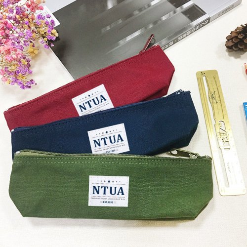 NTUA簡約生活布標船型帆布筆袋_酒紅/丈青/墨綠