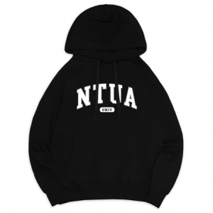 【最後10件,售完不補】NTUA經典款刷毛落肩帽T_經典黑