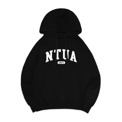 【最後10件，售完不補】NTUA經典款刷毛落肩帽T_經典黑