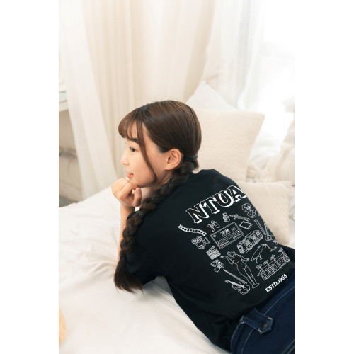 【歡慶臺藝校慶！新品登場】NTUA生活圖鑑插畫寬版短T_黑色